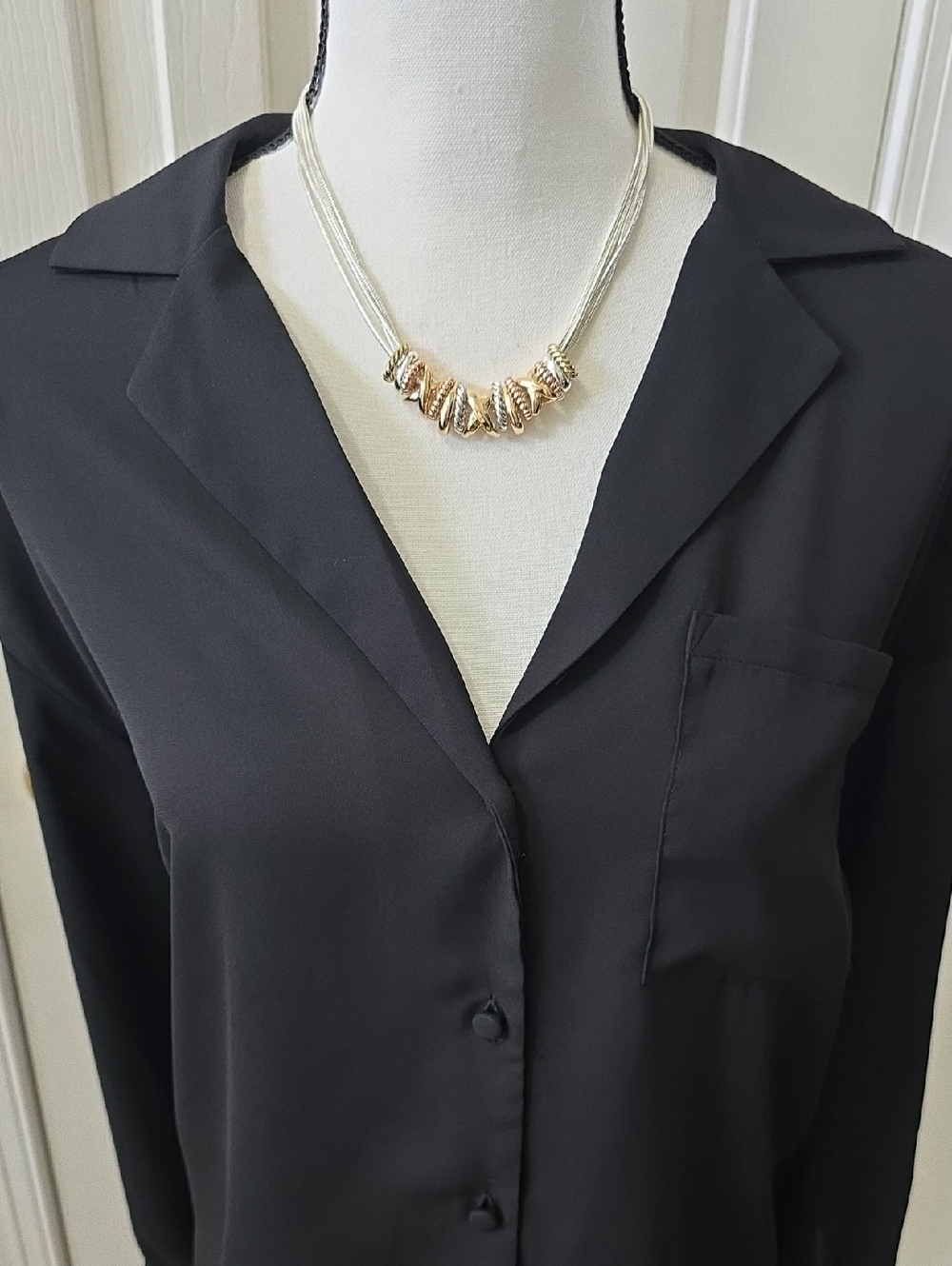 WORTHINGTON BRAND WOMEN'S PLUS FRONT BUTTON LONG SLEEVES BLACK BLOUSE SIZE 0X